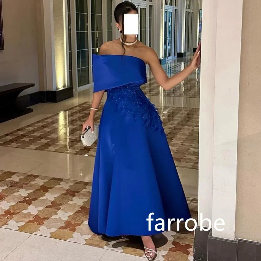 JazzHer Customized Modern Style Jersey Pleat A-line One-shoulder Midi Dresses Evening Dresses Pastrol Unisex Chinese Style Formal Casual (PRE-ORDER)