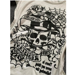 JazzHer Punk T Shirts Vintage Clothes Women 90s Top Summer Slim Gothic Streetwear Hip Hop White Tees Shirt Harajuku Skull Femme Y2K Tops