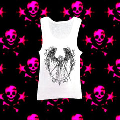 JazzHer Y2k Clothes Gothic Aesthetic Hip hop Sleeveless Camisole Punk Cartoon Print Grunge Crop Top E-girls Corset Tank Top Baby Tee