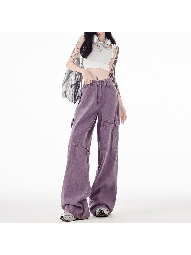 christmas outfit JazzHer Women's Vintage Purple Jeans Baggy High Waist Denim Trouser Korean 90s 2000s Y2k Punk Harajuku Aesthetic Wide Leg Pants Clothes