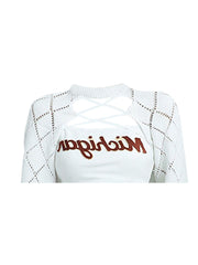 christmas outfit JazzHer 2025 Autumn New Y2k Streetwear Harajuku Women Shoulder Asymmetric Hollow Out White Korean Style Crop Top Sexy Slim Club Tops