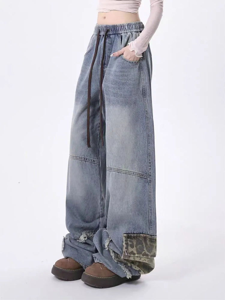 christmas outfit JazzHer Women's Blue Y2k Cargo Jeans Harajuku Japanese 2000s Style Baggy Oversize Denim Trousers Vintage Jean Pants Trashy Clothes 2025