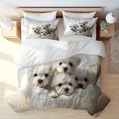 JazzHer 3PCS 100% Polyester Ultra-Soft 3D Dog Print Duvet Cover Set - Cozy Patchwork Bedding for Bedrooms & Guest Rooms-(1 Duvet Cover)