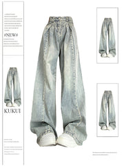 christmas outfit JazzHer Women's Blue Jeans Baggy Harajuku Aesthetic Oversize Denim Trousers Y2k Loose Wide Jean Pants Vintage 2000s Trashy Clothes 2025