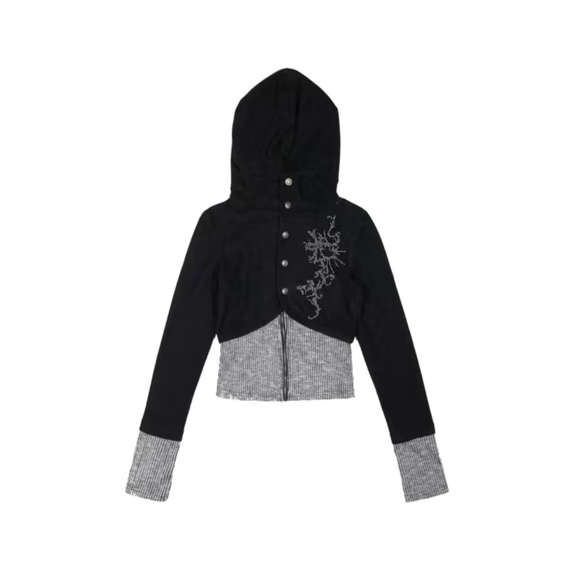 JazzHer Patchwork Hoodies Women's Clothing Long Sleeve Slim Fit Hooded Knitted Sweatshirts Crop Tops 2025 Ropa Mujer Chic Y2k Hoodies