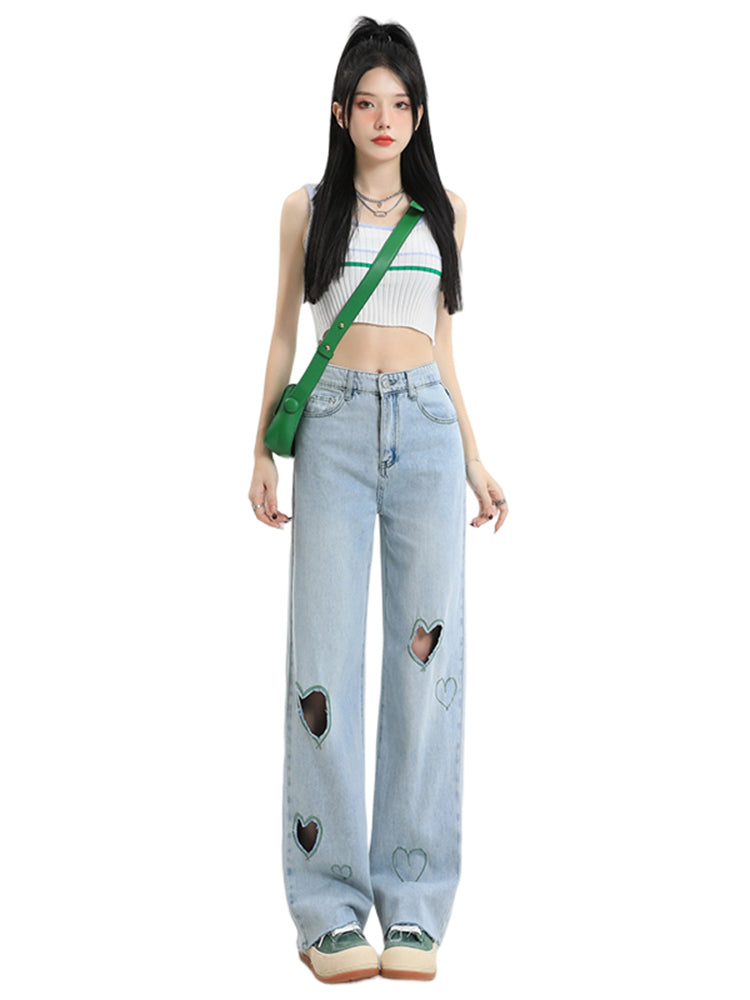 christmas outfit JazzHer Women Blue Y2k Baggy Ripped Jeans Harajuku Aesthetic Japanese 2000s Style Denim Trousers Vintage Jean Pants Trashy Clothes 2025