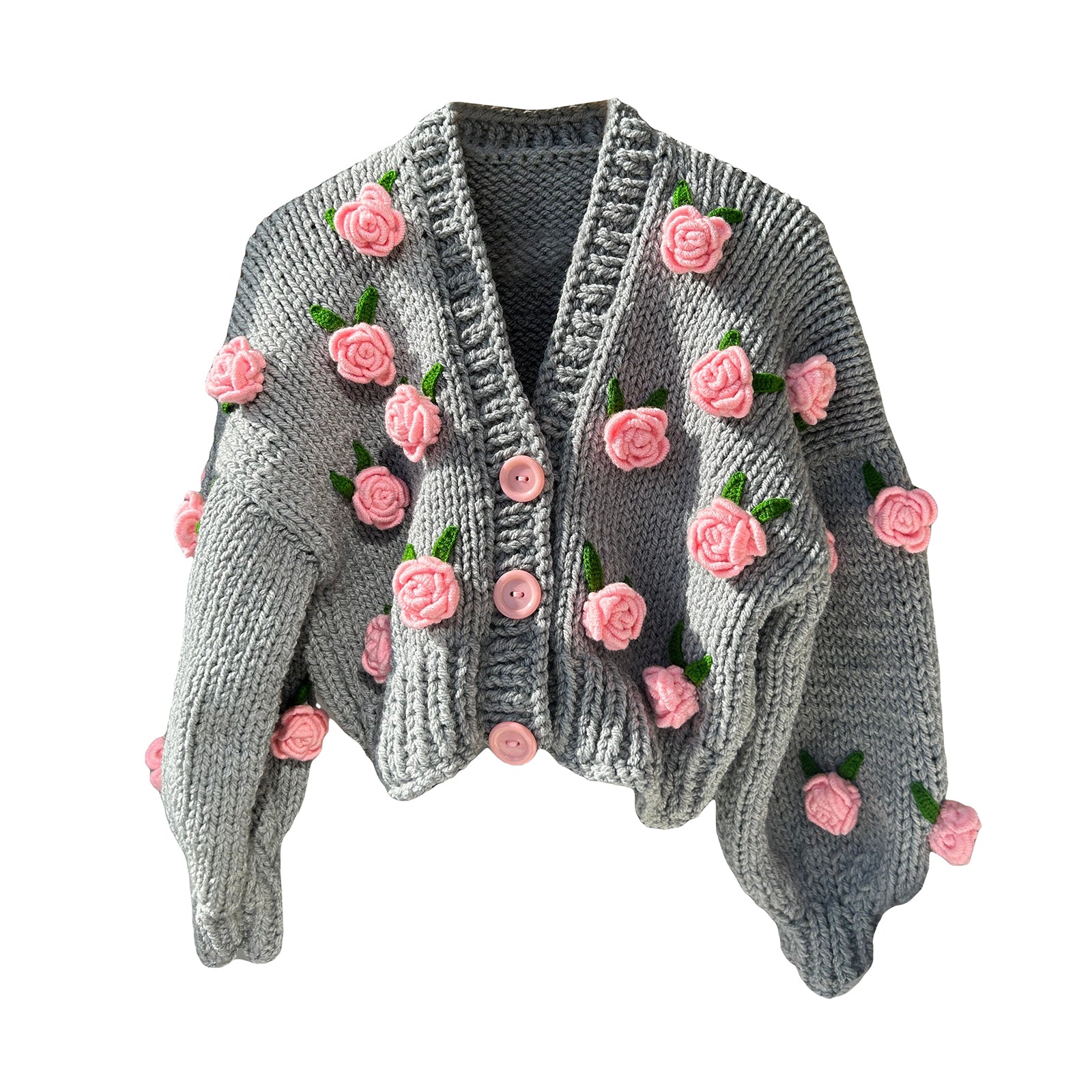 thanksgiving outfit JazzHer Women Knit Cardigan Long Sleeve Flowers Button Closure Fall Casual Jacket Sweater