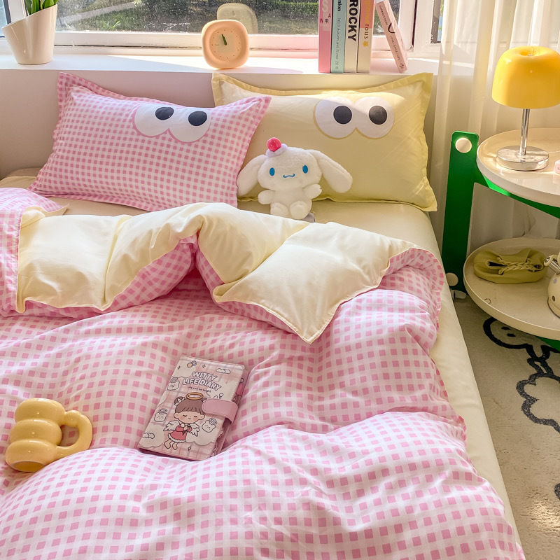 JazzHer Big Eyes Bedding Set 2024 New Colorful Boys Girls Duvet Cover No Filler Pillowcase Flat Sheet Twin Queen Size Home Bedspread
