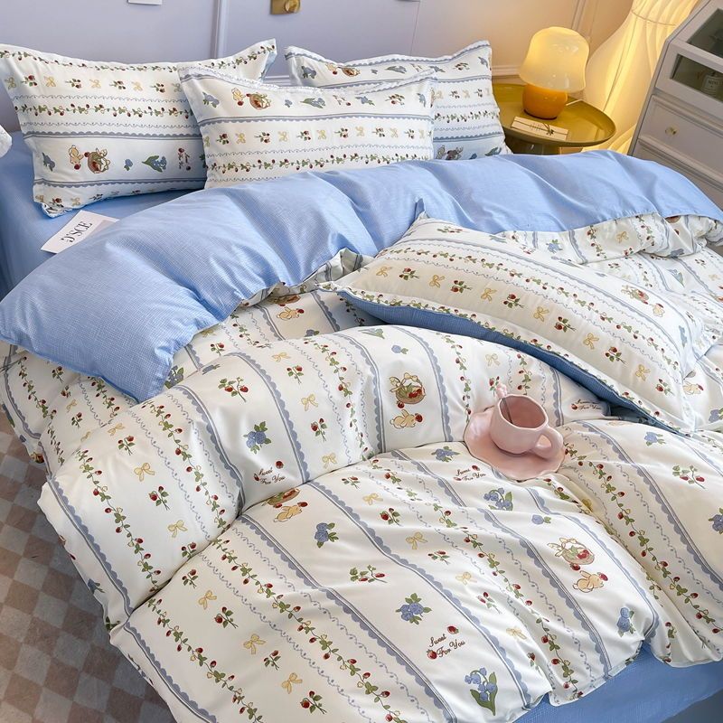 JazzHer Kawaii Cartoon Bedding Set No Filling New Arrival Soft Boys Girls Single Double Duvet Cover Flat Sheet Pillowcase Kit