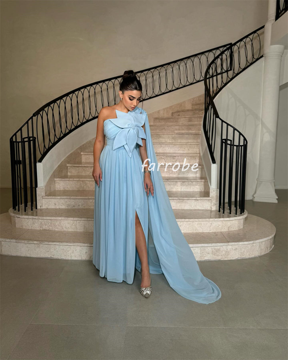 JazzHer Customized Exquisite Classic Chiffon Handmade Flower Draped A-line One-shoulder Long Dresses Bespoke Occasion Dresses Fashion (PRE-ORDER)