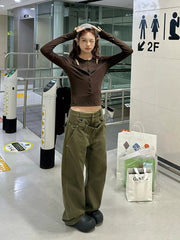 christmas outfit JazzHer Women's Army Green Y2k Jeans Harajuku Denim Trousers Vintage Japanese 2000s Style Baggy Oversize Jean Pants Trashy Clothes 2025