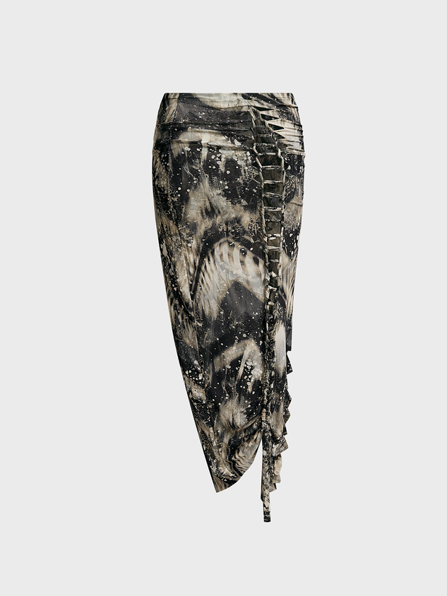 JazzHer 2024 New Cut Out Animal Print Midi Skirt