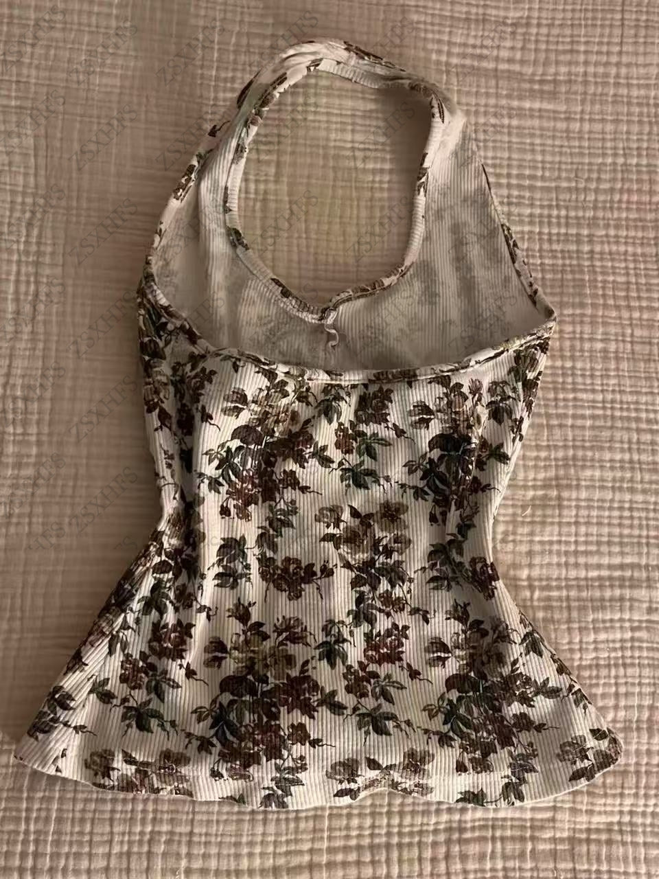 JazzHer Camis Y2k Summer Women Vintage 90s Clothes Flower Button Harajuku Tee Femme Korea Aesthetic Sling Crop Tops Punk Grunge Tank Top