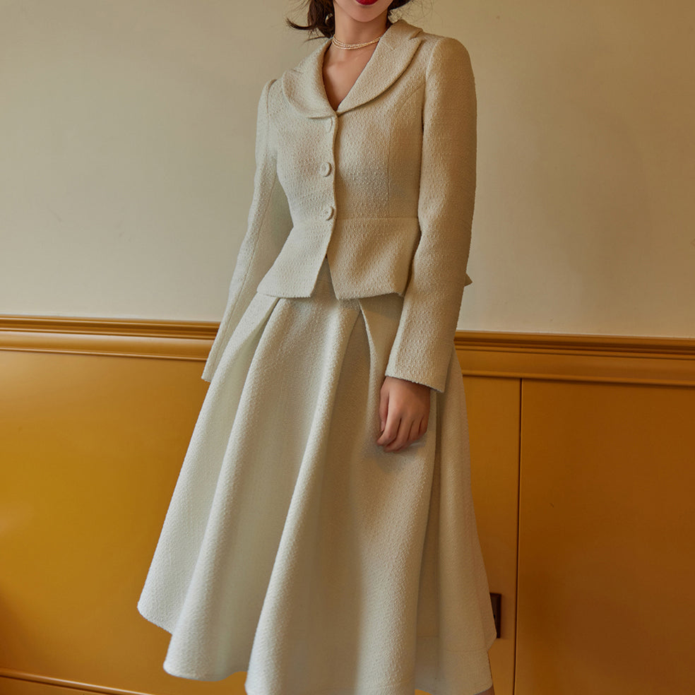 JazzHer 2024 Fall Fashion Actress Retro Jacket And Hepburn Skirt