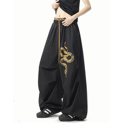 JazzHer Y2K Streetwear Pants Women Black Hip Hop Oversized Sweatpants American Vintage Print Loose Casual Female Dance Trousers New