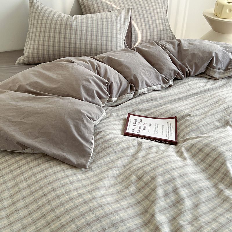 JazzHer Fashion Bedding Set Hot Checkerboard Boys Girls Single Double Queen Size Flat Sheet Quilt Duvet Cover Pillowcase Bed Linens