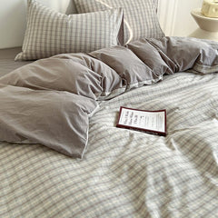 JazzHer Fashion Bedding Set Hot Checkerboard Boys Girls Single Double Queen Size Flat Sheet Quilt Duvet Cover Pillowcase Bed Linens