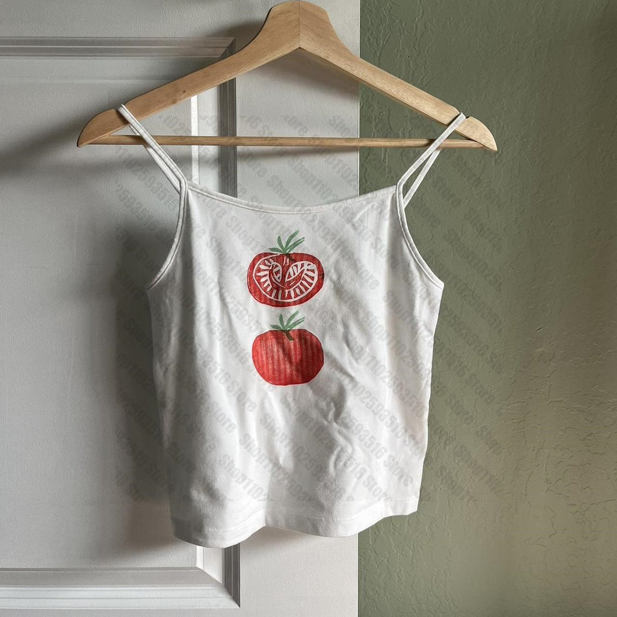 JazzHer summer Y2k clothes Top women Kawaii Harajuku tomato Graphics Print Emo Girls High Street Sleeveless Backless Sexy Camisole emo