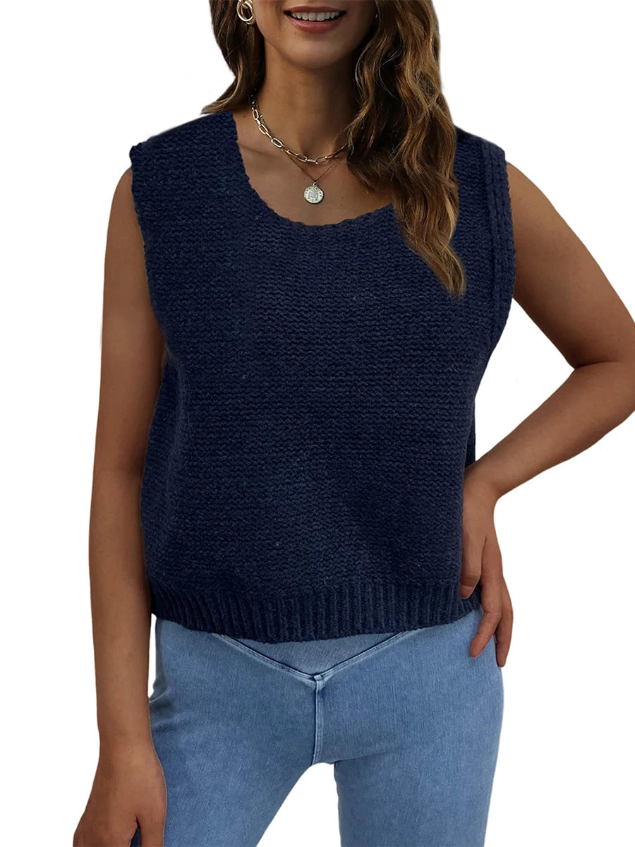 thanksgiving outfit JazzHer New Fashion Women Fall Knit Waistcoat Bow Tie Back Sweater Vest Slim Fit Tank Tops Streetwear Hot Sale S M L