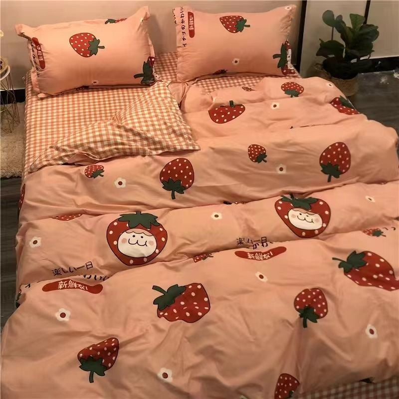 JazzHer Ins Nordic Pastoral Style blue Floral Duvet Cover With Pillow Case Princess Bed Sheet Kids Girls Bedding Set King Queen Cute