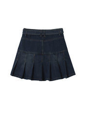 christmas outfit JazzHer Y2k High Waist Denim Mini Pleated Skirts With Belt Women 2025 Summer Fashion Retro A Line Skirt Korean Ins Female Casual Skirts