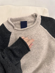 christmas outfit JazzHer Women's Patchwork Pullover Sweater Harajuku Long Sleeves Two-tone Sweaters Jumper Vintage Y2k 2000s Clothes Fashion Winter 2025