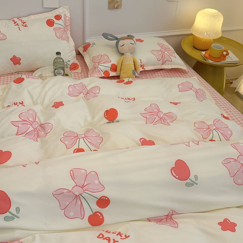 JazzHer Kawaii Cartoon Bedding Set No Filling New Arrival Soft Boys Girls Single Double Duvet Cover Flat Sheet Pillowcase Kit