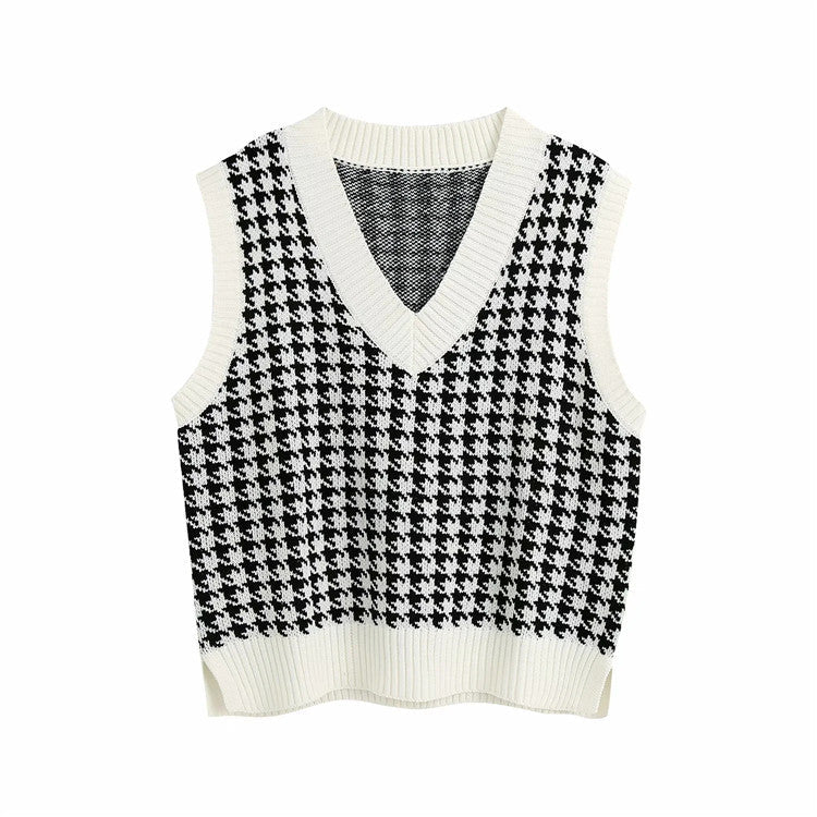 JazzHer Houndstooth knitted Sweater