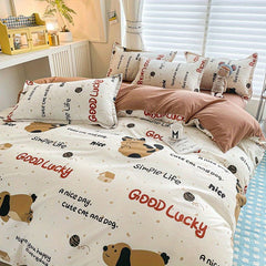 JazzHer Cute Boys Duvet Cover Set with Zipper Girls New Flat Bed Sheet Pillowcases No Filler Double Queen Size Adult Kids Bedding Linens