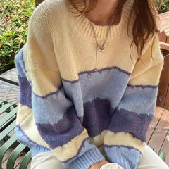 JazzHer Color Block Striped Sweater