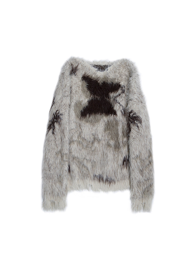 christmas outfit JazzHer Women's Khaki Mohair Pullover Knit Sweater Harajuku Y2k Long Sleeves O-Neck Sweater Vintage 90s 2000s Aesthetic Fashion Clothes
