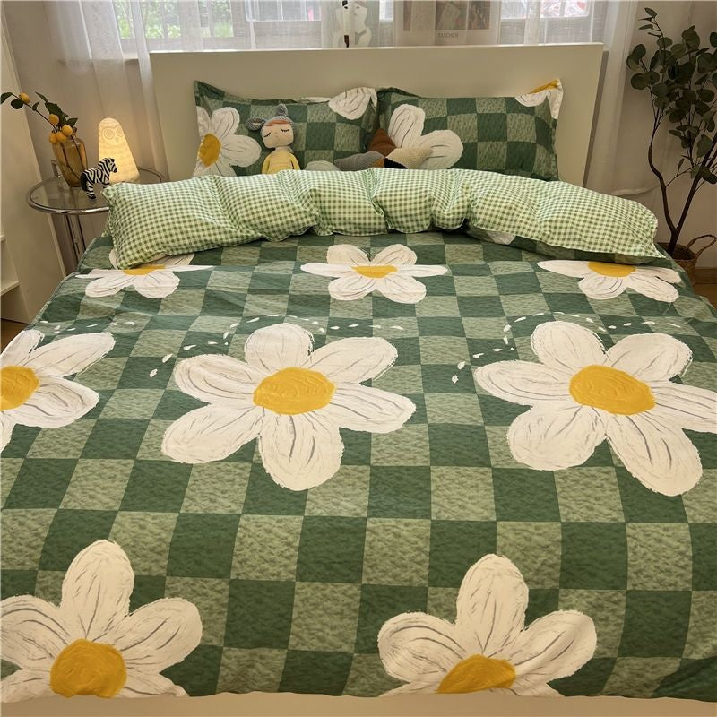 JazzHer Ins Style Fashion Butterfly Bedding Set For Girls Boys Double Size Flat Sheet Duvet Cover Pillowcase Bed Linen Home Textile