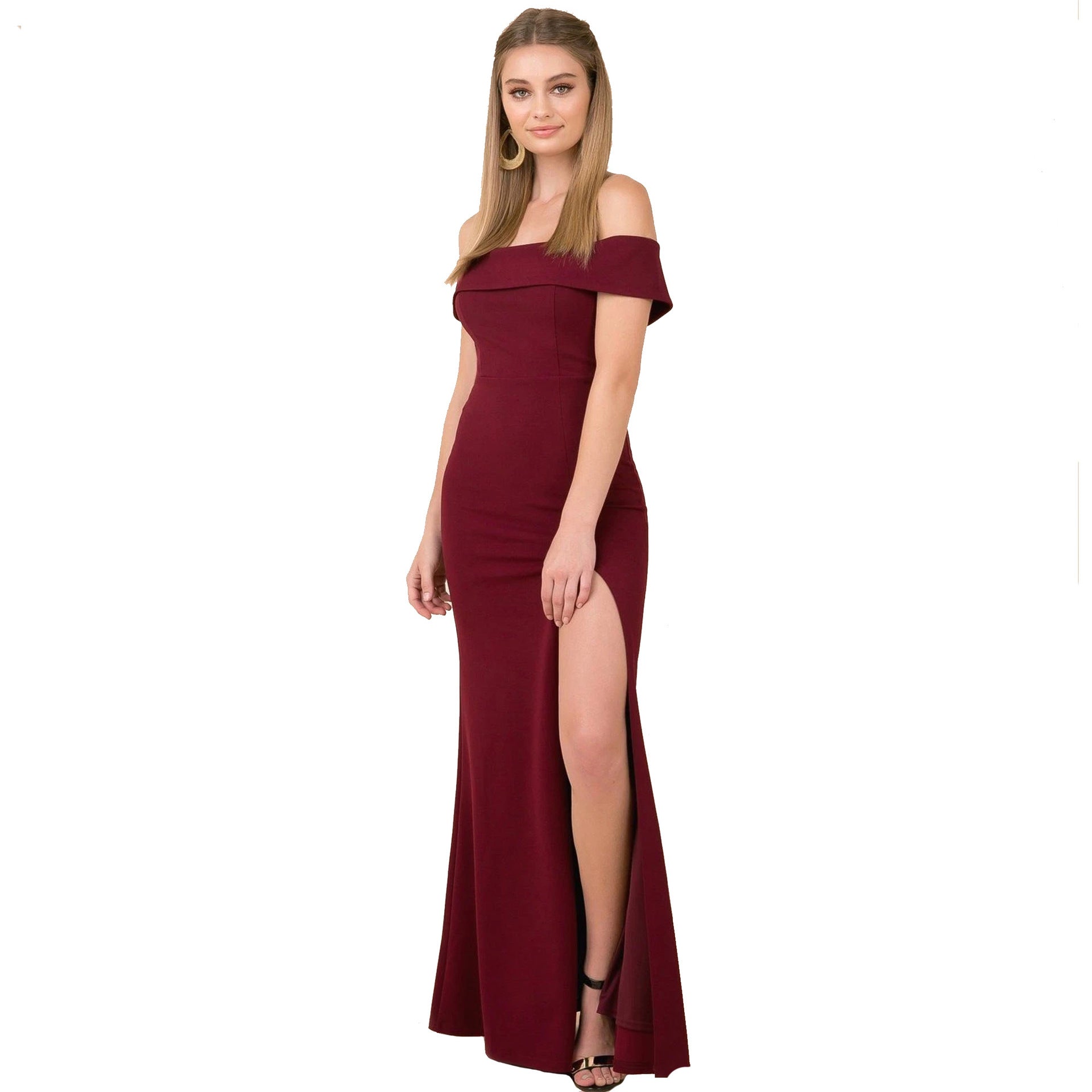 off shoulder  New Summer Dress Women's Party One-Neck Side Slit Evening Dress