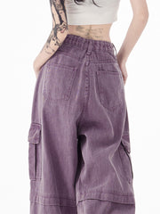 christmas outfit JazzHer Women's Vintage Purple Jeans Baggy High Waist Denim Trouser Korean 90s 2000s Y2k Punk Harajuku Aesthetic Wide Leg Pants Clothes