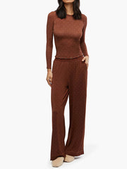 thanksgiving outfit JazzHer Women 2 Piece Sweater Outfit Set Long Sleeve Pullover Knit Lounge Set Knit Wide Leg Pants Tacksuit Loungewear