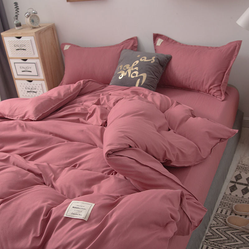 JazzHer Nordic Bedding Set Simple Flat Sheets Duvet Quilt Cover Pillowcase Bed Linen for Single Queen Full Size Solid Home Textiles