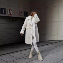 cold weather outfits JazzHer 2024 Winter New Style Chamois Leather Overcoat Collar Long Sleeve Plush Jacket Loose Fit Wool Blends Coat Women Fashion Outwear