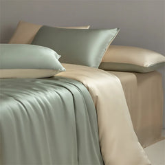 JazzHer Four piece set of natural silk solid color bedding, ice silk smooth nude sleeping bedding