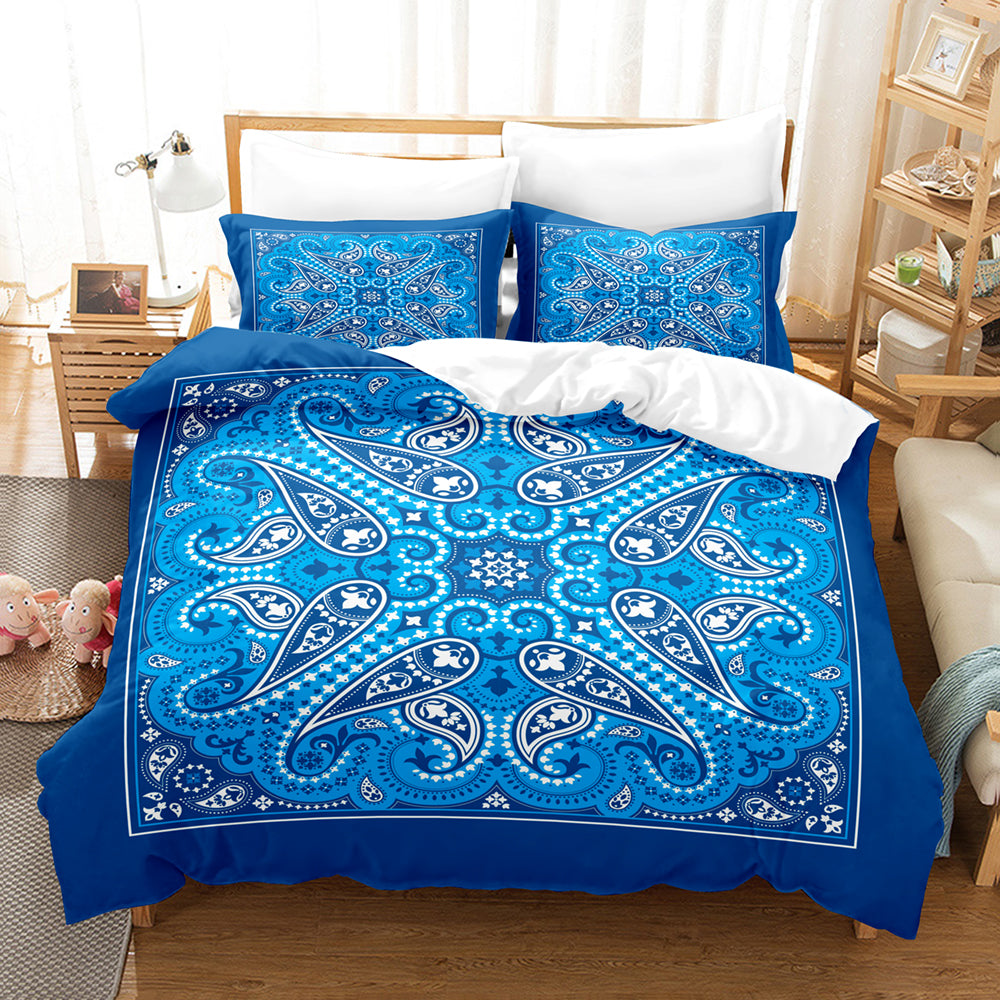 JazzHer 3pcs Bohemian Style Polyester Duvet Cover Set 3D Print Bedding Set, Soft Comfortable Paisley Duvet Cover