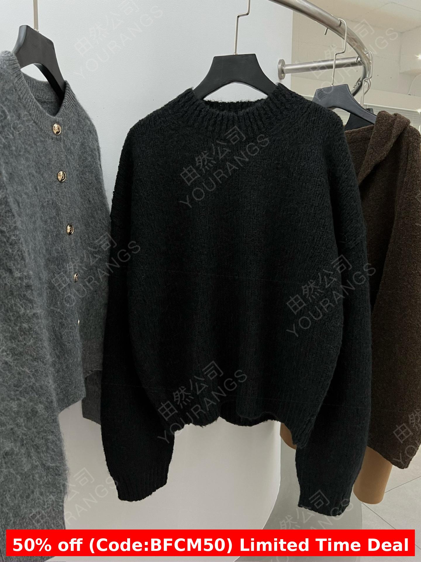 winter outfits men 24 Autumn and Winter FK Alpaca Wool Blended Loose Elegant Thick Needle Profile Sweater