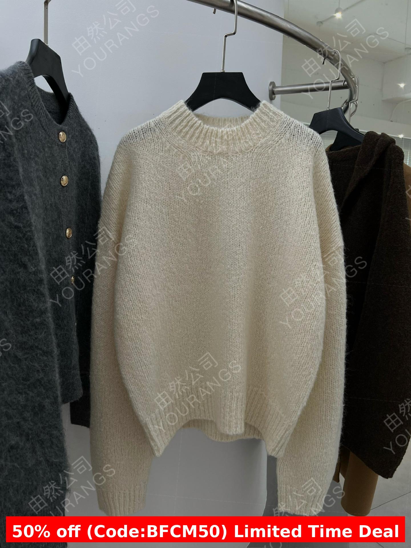 winter outfits men 24 Autumn and Winter FK Alpaca Wool Blended Loose Elegant Thick Needle Profile Sweater