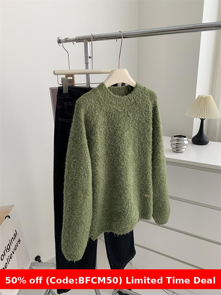 winter outfits men Lazy Retro Loop Yarn Pullover Thick Sweater for Women 2024 Winter Loose Soft Glutinous Warm Wool Sweater