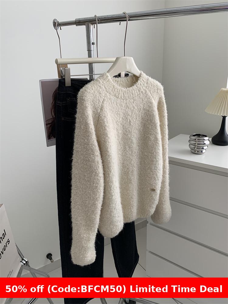 winter outfits men Lazy Retro Loop Yarn Pullover Thick Sweater for Women 2024 Winter Loose Soft Glutinous Warm Wool Sweater