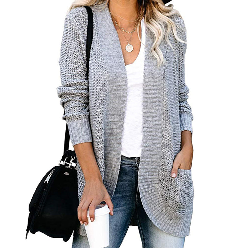 business casual outfits for women Factory Direct Sales Autumn and Winter New Cardigan Women's Curved Placket Knitted Sweater Women