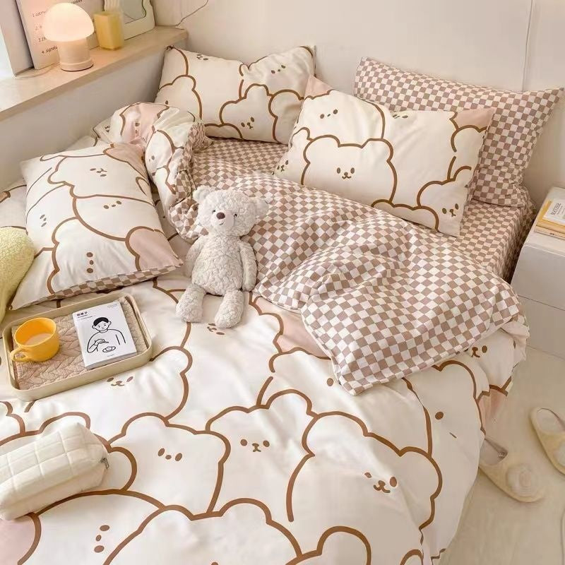 JazzHer Ins Style Fashion Butterfly Bedding Set For Girls Boys Double Size Flat Sheet Duvet Cover Pillowcase Bed Linen Home Textile