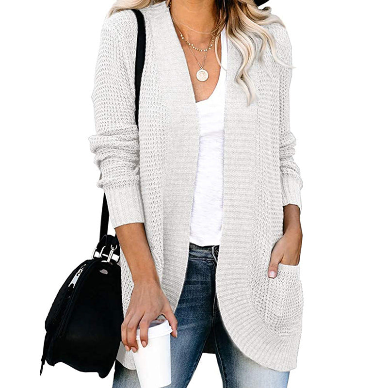 business casual outfits for women Factory Direct Sales Autumn and Winter New Cardigan Women's Curved Placket Knitted Sweater Women