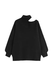 christmas outfit JazzHer Turtleneck Split Pullover Sweater And Knitwear Elegant Loose Sexy Design Long Sleeve 2025 Spring Street Korean Knitted Solid Top
