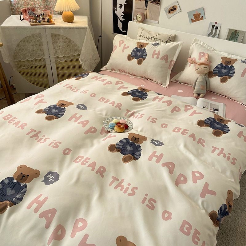 JazzHer Ins Nordic Pastoral Style blue Floral Duvet Cover With Pillow Case Princess Bed Sheet Kids Girls Bedding Set King Queen Cute