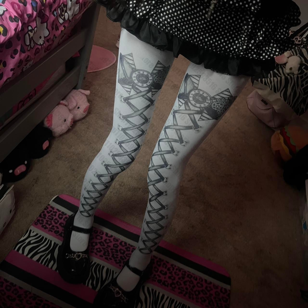 JazzHer Sexy Stockings Stockings for Women Goth Knee High Socks Pantyhose Harajuku Punk Long Socks Woman Fetish Tights Lolita Emo Shoopy