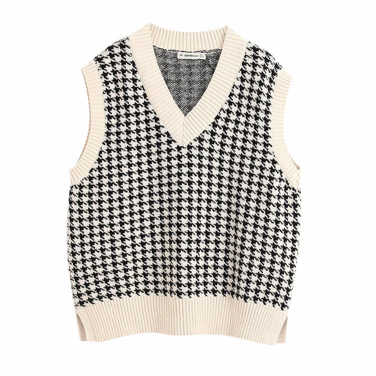 JazzHer Houndstooth knitted Sweater